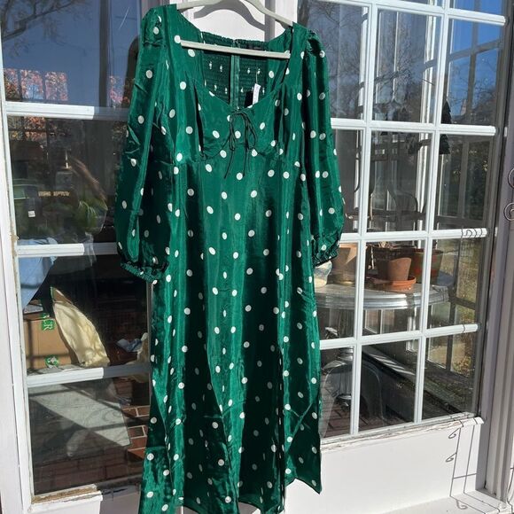 J Crew Sweetheart Long Sleeve Midi Dress in Polka Dot NWT - Picture 7 of 13